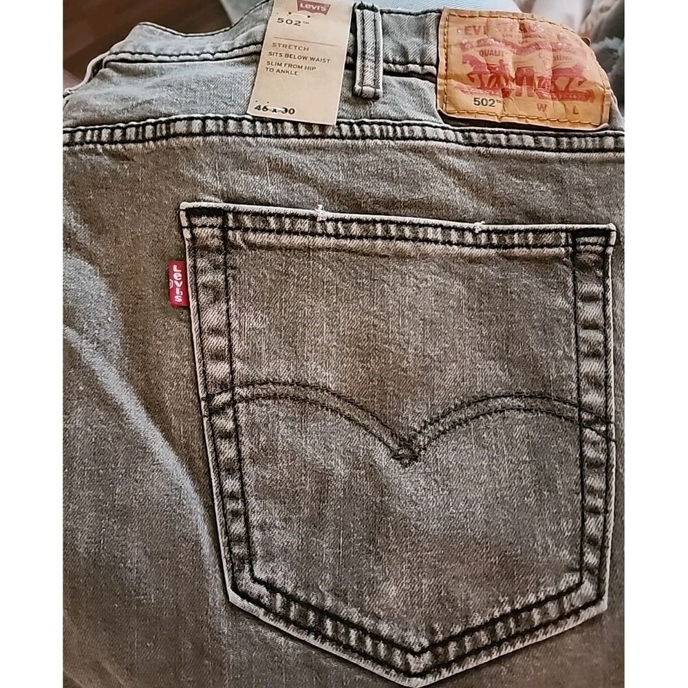 NWT MENS LEVI JEANS 502 46x30 Big & Tall Slim Flex Stretch New Waist L100